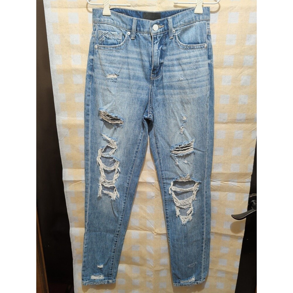 Buckle Black Mom Jeans Size 25 Distressed Skinny Medium Wash